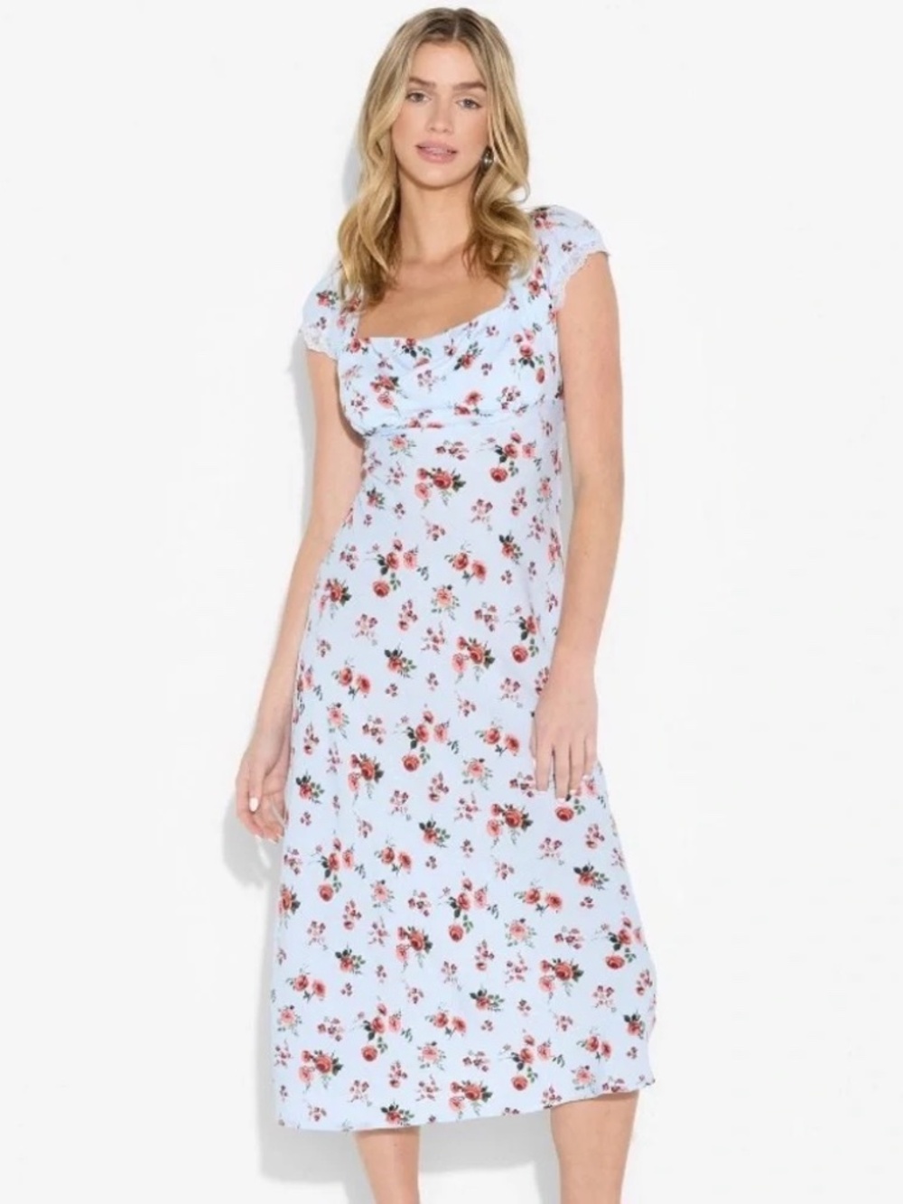 PLUS SIZE: Flutter Cap Sleeve Maxi A-Line Dress, Wild Fable Light Blue Floral